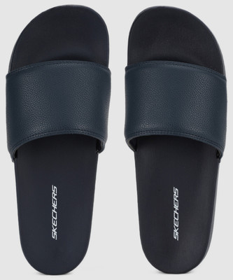 Skechers Men PADDED SLIDE Slides(Navy , 9)
