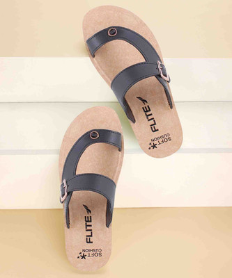 FLITE Women Flip Flops(Black, Black , 7)