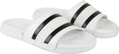 Shoe Island Men Slides(White, Black , 3)