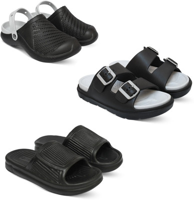 Acorn Men Slides(Black, Grey, Black , 8)