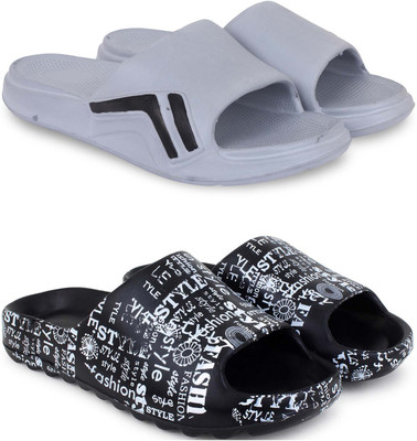 Pampy Angel Men Slippers(Grey, Black , 7)