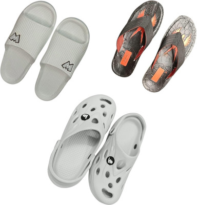 BLIBBERS Men Slippers(Grey, Black , 8)