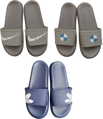 BLIBBERS Men Slides(Grey, Grey, Blue , 7)