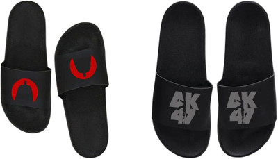 nvisan Men Slides(Grey, Red, Black , 8)