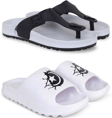 KAPYANSH Men Slippers(Grey, White , 7)