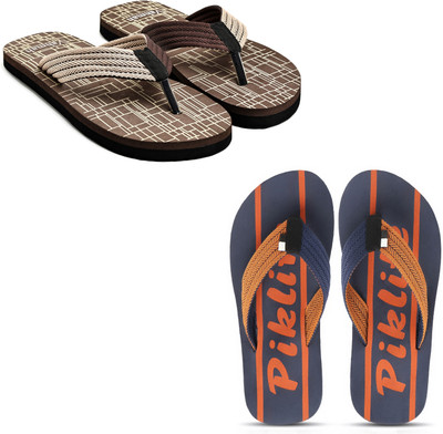 VAHMAH Men Slippers(Brown, Navy , 8)