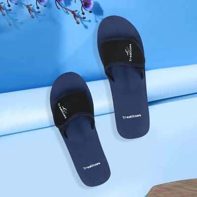 TREATTOES Women Orthopedic & Diabetic Ortho Care Comfortable Lightweight House Doctor Slippers Slides(Navy, Blue , 6)