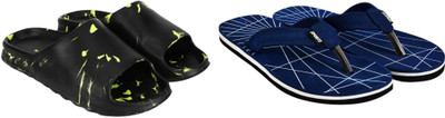Sirex Men Slides(Black, Blue , 10)