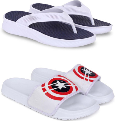 Kapani Fashion Men Slippers(Blue, White , 7)