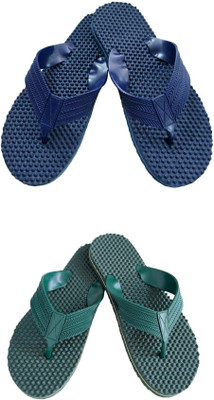 BreeZy Men Slippers(Navy, Green , 8)