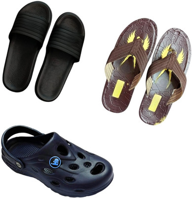 BLIBBERS Men Slippers(Black, Brown, Blue , 9)