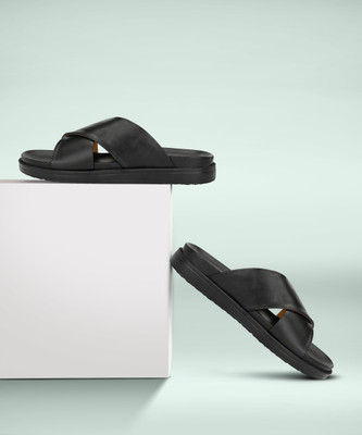 EEGO ITALY Men Slippers(Black , 8)