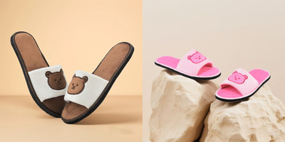 Y key Women Flip Flops(Brown, Pink , 6)