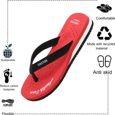 Ziesha Women Flip Flops(Red , 6)