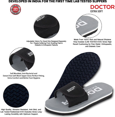 DOCTOR EXTRA SOFT Women Women's Orthopaedic and Diabetic Velcro Adjustable Strap Comfort Ortho Fit Dr Flipflops and House Slippers for Women's and Girl's OR-D-17 Slides(Grey , 5)