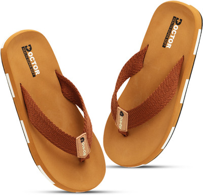 DOCTOR HEALTH Men Extra soft|Soft|Orthopedic|Comfortable|Ultra Soft|Men Slippers Flip Flop Flip Flops(Tan , 9)