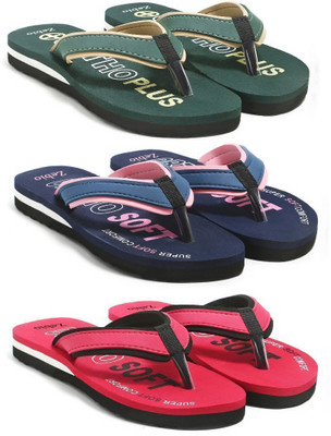 zebio Women Slippers(Green, Yellow, Navy, Pink, Red, Black , 7)
