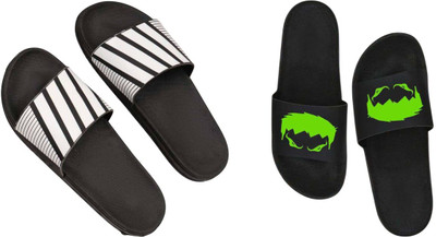 nvisan Men Slides(Grey, Green, Black , 10)