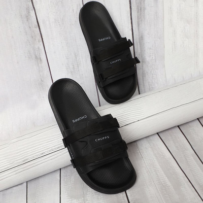 Chupps Men Element Black & Black Slides Soft Lightweight Flip Flops For Slides(Black , 6)
