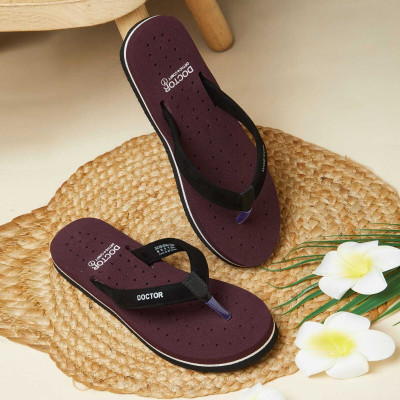 DOCTOR ORTHO PLUS COMFY Women Extra Soft Slippers For Womens Orthopedic Diabetic Light Weight Flip Flops(Maroon , 8)