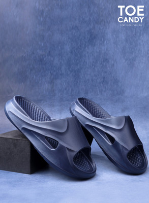 TOE CANDY Men Navy Men Slip-on Slider Slides(Navy , 9)