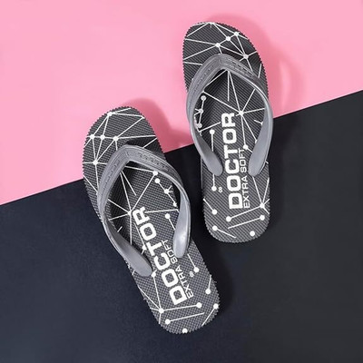DOCTOR EXTRA SOFT Men Men's Hawaii Slipper- Orthopaedic and Diabetic Comfort Ortho Care, Bathroom Rubber Flip-Flops and House Slipper for Gent’s and boy’s Flip Flops(Grey , 6)