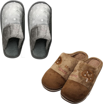 Mahi Enterprises Men Flip Flops(Grey, Brown , 8)