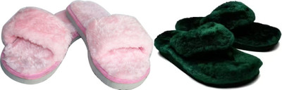 rexizone Women Flip Flops(Green, Pink , 3)