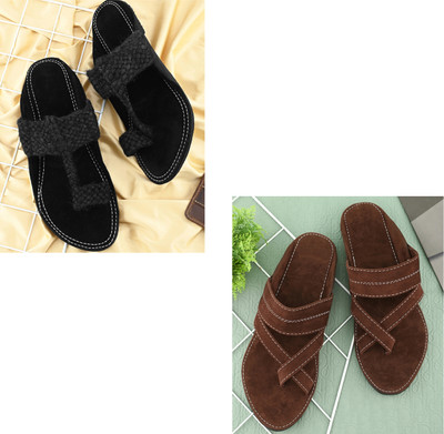 rajeraj Men Sandals(Black, Tan , 11)