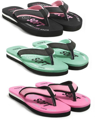 zebio Women Womens Soft Ortho Slippers | Daily Use Anti-Skid Ladies Flip Flops Slippers(Black, Pink, Green, Black, Pink, Black , 5)