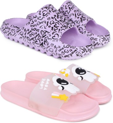 Pampy Angel Women Slides(Purple, Pink , 4)