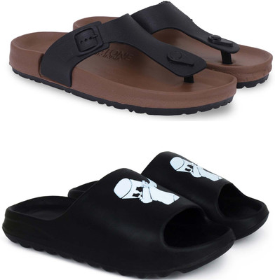 Pampy Angel Men Slippers(Brown, Black , 8)