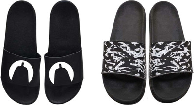 nvisan Men Slides(White, Black , 8)