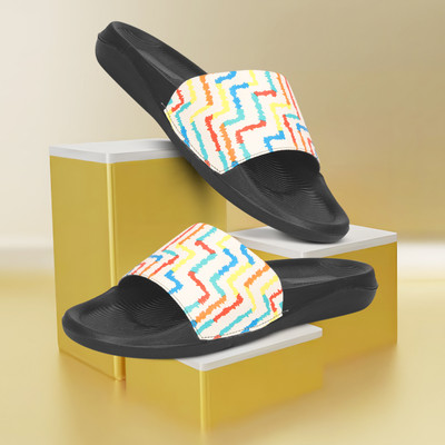 PERY-PAO Men Slides(White, Black , 7)