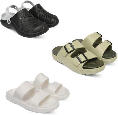 Acorn Men Slides(Black, Beige, White , 8)