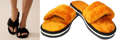 rexizone Women Flip Flops(Black, Tan , 4)