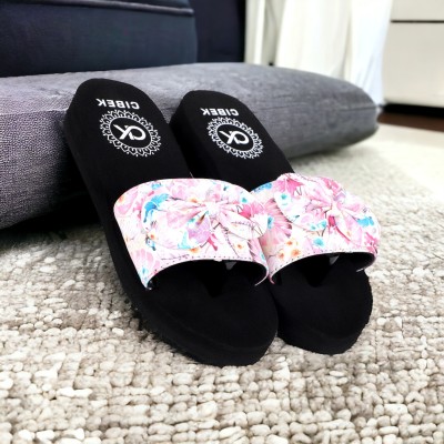 CIBEK Women Slides(Black , 5)