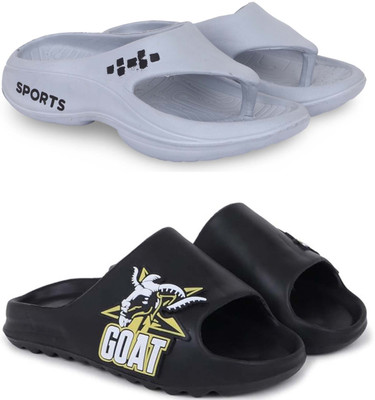 Kapani Fashion Men Slippers(Grey, Black , 6)