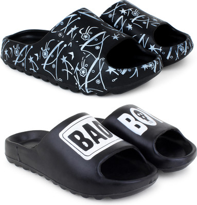 KAPYANSH Men Slides(Black, Black , 6)