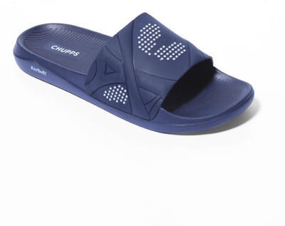 Chupps Men Flux Navy Grey Slides Slippers Soft Lightweight Flip Flops For Slides(Navy , 6)