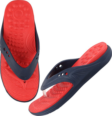 Neoz Men Levirex Lightweight with Arch Support Durable Anti-Skid & Stylish Dailywear| Flip Flops(Navy, Red , 7)