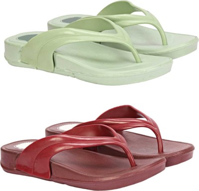 WOCMEC Women Slides(Green, Maroon , 8)