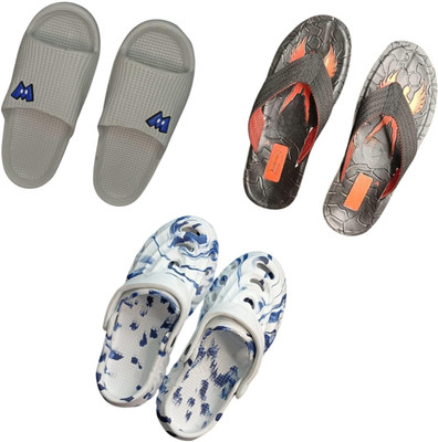 BLIBBERS Men Slippers(Grey, Black, Multicolor , 8)