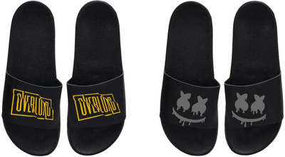 nvisan Men Slides(Yellow, Grey , 8)