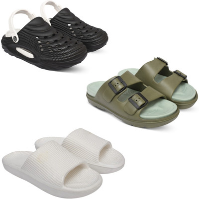Acorn Men Slides(Black, Olive, White , 10)