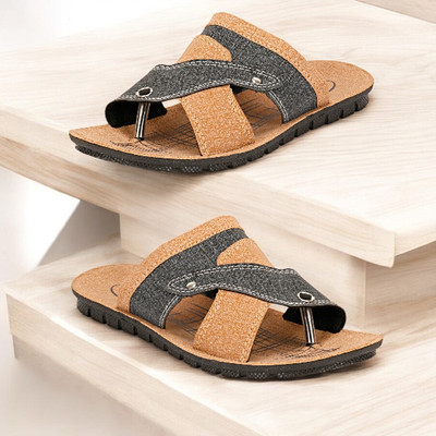 Genial Men Flip Flops(Brown , 6)