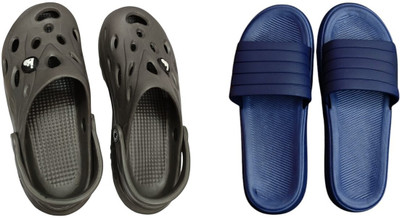 BLIBBERS Men Slides(Grey, Blue , 7)