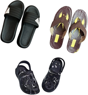 BLIBBERS Men Slippers(Black, Brown, Black , 9)