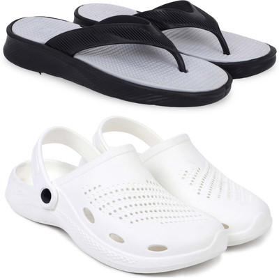 KAPYANSH Men Slippers(Grey, White , 10)