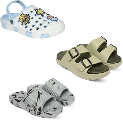 Acorn Men Slides(Blue, Beige, White , 9)